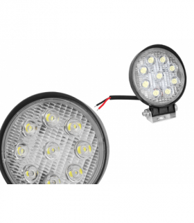 Lampa robocza 9 LED 27W, 9V-60V okrągła FLOOD OFF ROAD. LXLA202