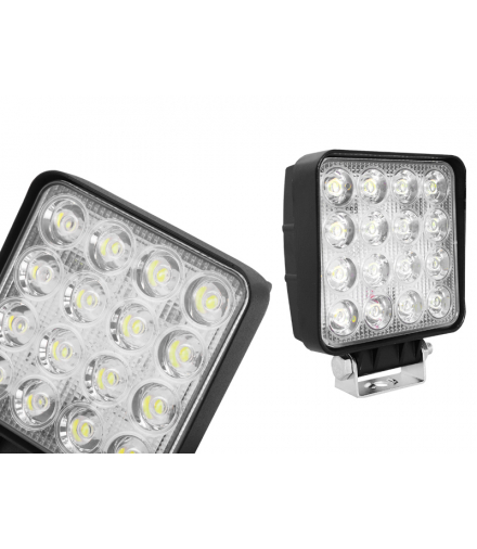 Lampa robocza 16 x LED, 48W, Kwadratowa flood, 12-90V. LXLA232