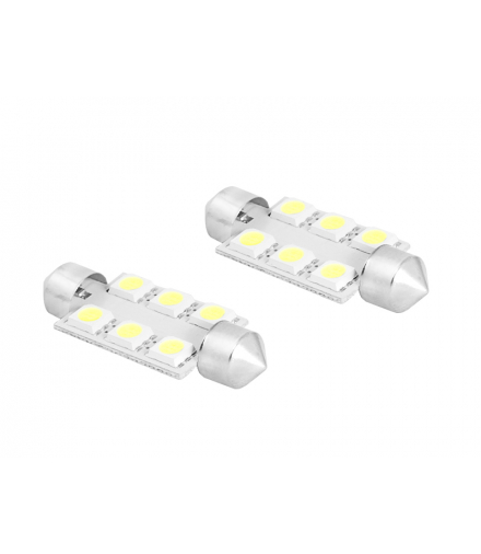Żarówka LED 41mm, 6x5050, 12V, barwa światła biała zimna LTC SA37