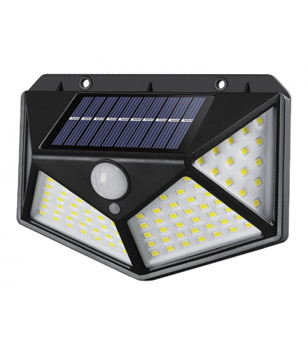 Lampa ścienna solarna 100 x SMD, 10 W, 1000 lm, sensor zmierzchu, 1200 mAh LTC LL119