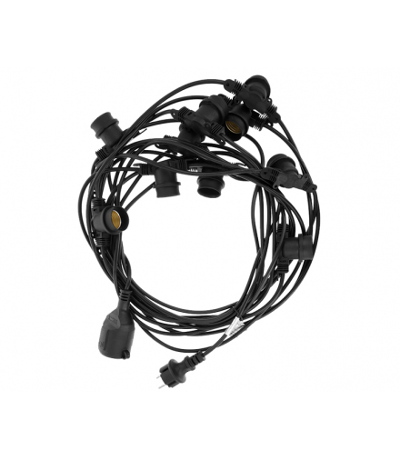 Girlanda świetlna 12 m, zewnętrzna + 10 gniazd E27, IP65, NEW. LXLO10