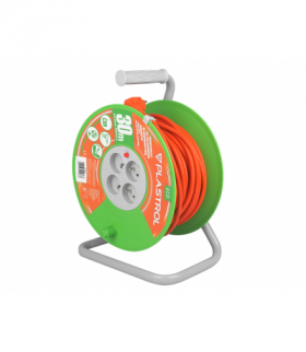 Przedłużacz bębnowy ECO LINE 30m pomarańczowy, 4x2p-Z, 16A 3680W, przewód 3x1,5mm H05VV Plastrol W98949