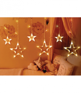Kurtyna świetlna 138 LED, Gwiazdki, światło ciepłe białe. ML48C