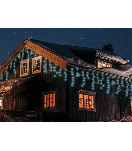 Girlanda świetlna 60 LED, sople, światło zimne białe+flash ML51Z