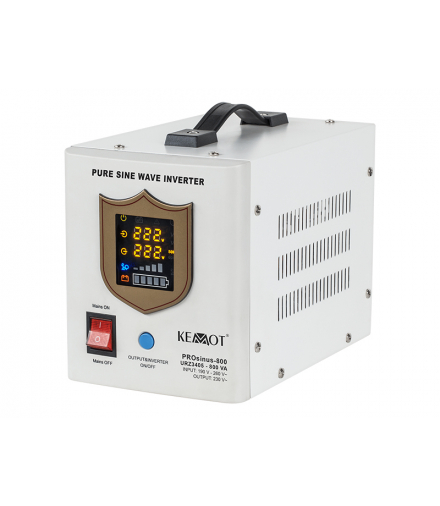 Awaryjne Żródło Zasilania UPS Kemot PROSINUS-800 przetwornica z czystym przebiegiem i funkcją ładowania 12V 230V 800VA/500W biała LX3405
