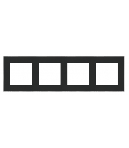 Ramka 4-krotna DUO Czarna, podstawa chrom Simon55 TRD4.163/149