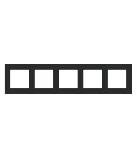 Ramka 5-krotna DUO Czarna, podstawa chrom Simon55 TRD5.163/149