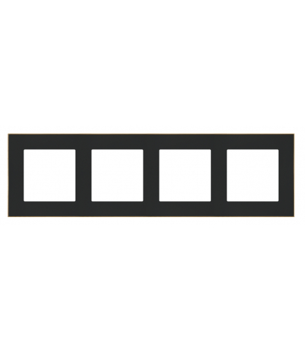 Ramka 4-krotna DUO Czarna, podstawa złota Simon55 TRD4.166/149