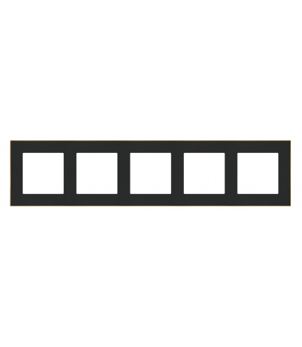 Ramka 5-krotna DUO Czarna, podstawa złota Simon55 TRD5.166/149