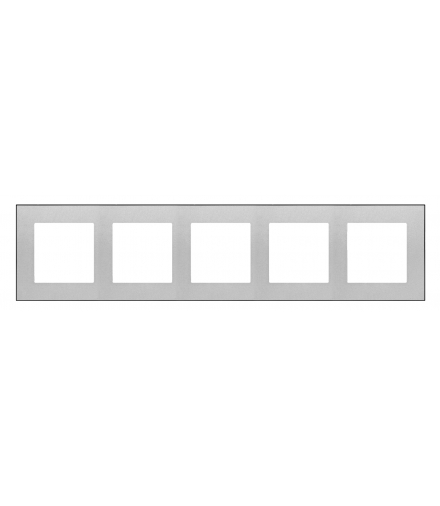 Ramka 5-krotna DUO Aluminium, podstawa czarna Simon55 TRD5.149/143