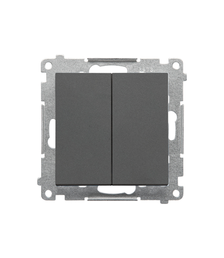 Łącznik jednobiegunowy + przycisk zwierny – 2 klawisze moduł 16 AX, 250 V, zaciski gwintowe Grafitowy mat Simon55 TW1P1A.01/116