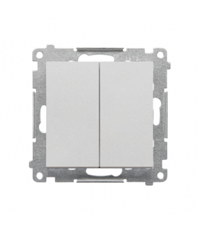 Łącznik jednobiegunowy + przycisk zwierny – 2 klawisze moduł 16 AX, 250 V, zaciski gwintowe Aluminium mat Simon55 TW1P1A.01/143