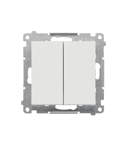Łącznik jednobiegunowy + łacznik dwubiegunowy – 2 klawisze moduł 16 AX, 250 V, zaciski gwintowe Jasnoszary mat Simon55 TW12A.01/114