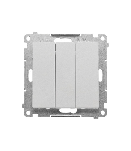 Łącznik potrójny z podświetleniem LED moduł 10 AX, 250 V, szybkozłącza Aluminium mat Simon55 TW31L.01/143