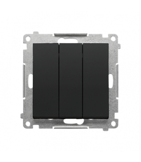 Łącznik potrójny z podświetleniem LED moduł 10 AX, 250 V, szybkozłącza Czarny mat Simon55 TW31L.01/149