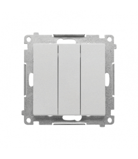 Przycisk potrójny z podświetleniem LED moduł 10 AX, 250 V, szybkozłącza Aluminium mat Simon55 TP31L.01/143
