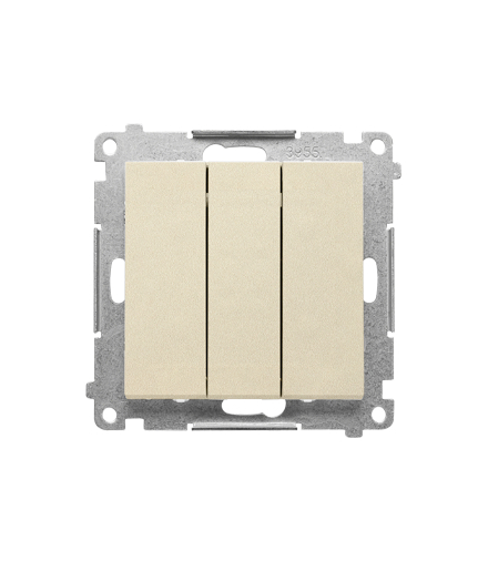 Przycisk potrójny z podświetleniem LED moduł 10 AX, 250 V, szybkozłącza Szampański mat Simon55 TP31L.01/144