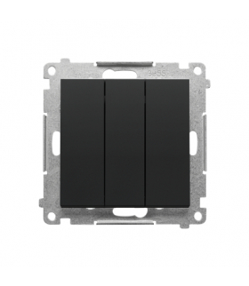 Przycisk potrójny z podświetleniem LED moduł 10 AX, 250 V, szybkozłącza Czarny mat Simon55 TP31L.01/149