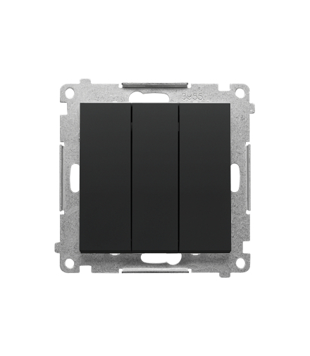 Przycisk potrójny z podświetleniem LED moduł 10 AX, 250 V, szybkozłącza Czarny mat Simon55 TP31L.01/149