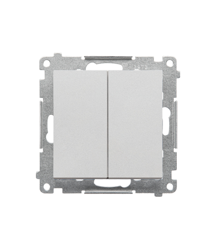 Przycisk podwójny zwierny bez piktogramu moduł 10 AX, 250 V, szybkozłącza Aluminium mat Simon55 TP2.01/143