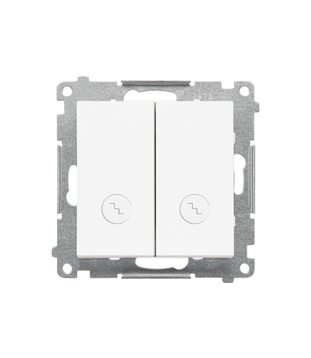 Łącznik schodowy podwójny z podświetleniem - osobne podświetlenie dla każdego klawisza moduł 10 AX, 250 V, szybkozłącza Biały mat Simon55 TW6/2L2.01/111