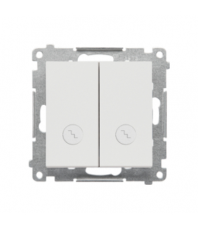 Łącznik schodowy podwójny z podświetleniem – osobne podświetlenie dla każdego klawisza moduł 10 AX, 250 V, szybkozłącza Jasnoszary mat Simon55 TW6/2L2.01/114