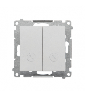 Łącznik schodowy podwójny z podświetleniem – osobne podświetlenie dla każdego klawisza moduł 10 AX, 250 V, szybkozłącza Aluminium mat Simon55 TW6/2L2.01/143