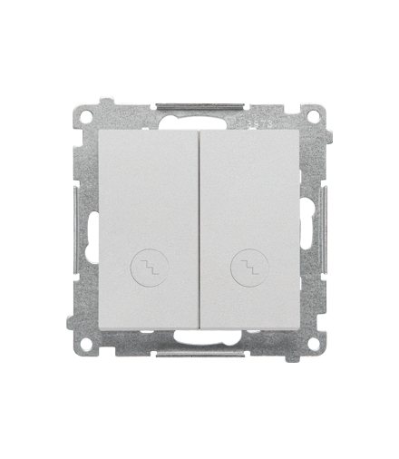 Łącznik schodowy podwójny z podświetleniem – osobne podświetlenie dla każdego klawisza moduł 10 AX, 250 V, szybkozłącza Aluminium mat Simon55 TW6/2L2.01/143
