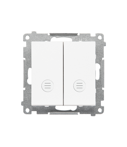 Łącznik krzyżowy podwójny z podświetleniem moduł 10 AX, 250 V, szybkozłącza Biały mat Simon55 TW7/2L2.01/111