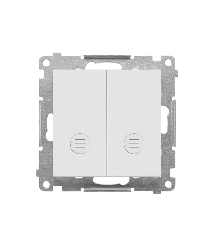 Łącznik krzyżowy podwójny z podświetleniem moduł 10 AX, 250 V, szybkozłącza Jasnoszary mat Simon55 TW7/2L2.01/114