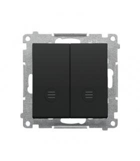 Łącznik krzyżowy podwójny z podświetleniem moduł 10 AX, 250 V, szybkozłącza Czarny mat Simon55 TW7/2L2.01/149