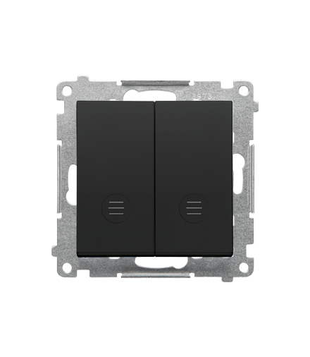 Łącznik krzyżowy podwójny z podświetleniem moduł 10 AX, 250 V, szybkozłącza Czarny mat Simon55 TW7/2L2.01/149