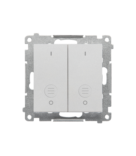 Łącznik dwubiegunowy podwójny moduł 16 AX, 250 V, szybkozłącza Aluminium mat Simon55 TW22A.01/143