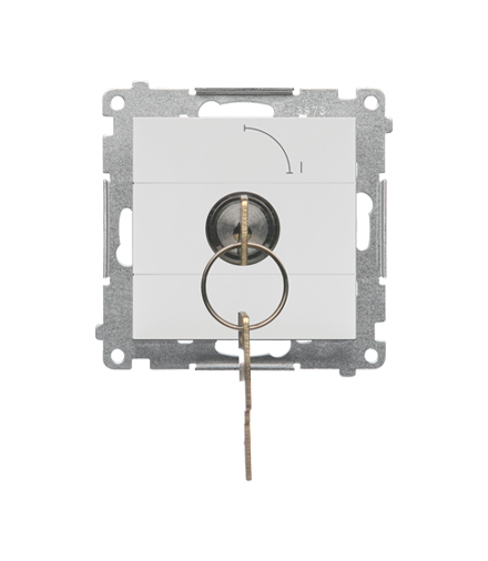 Łącznik na kluczyk jednobiegunowy moduł 2 pozycyjny "0-I" styk NO, 5 A, 250 V Jasnoszary mat Simon55 TW1K.01/114