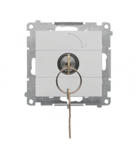 Łącznik na kluczyk jednobiegunowy moduł 2 pozycyjny "0-I" styk NO, 5 A, 250 V Aluminium mat Simon55 TW1K.01/143