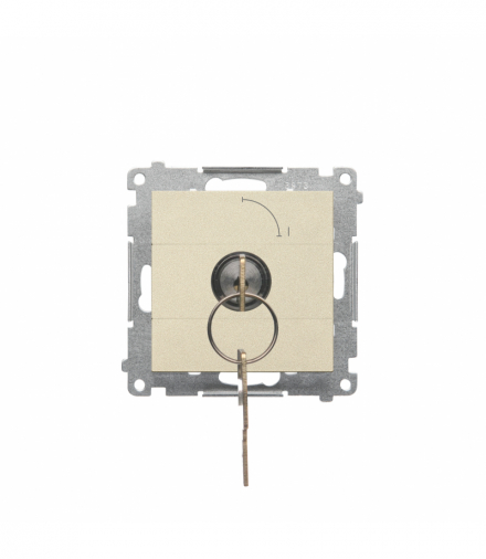 Łącznik na kluczyk jednobiegunowy moduł 2 pozycyjny "0-I" styk NO, 5 A, 250 V Szampański mat Simon55 TW1K.01/144