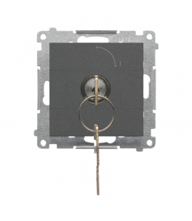 Łącznik na kluczyk chwilowy – przycisk moduł 2 pozycyjny "0-I" styk NO, 5 A, 250 V Grafitowy mat Simon55 TP1K.01/116