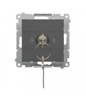 Łącznik na kluczyk roletowy jednobiegunowy moduł 3 pozycyjny "I-0-II" 2 styki NO, 5 A, 250 V Grafitowy mat Simon55 TWZK.01/116