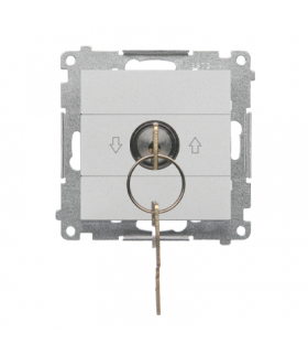 Łącznik na kluczyk roletowy jednobiegunowy moduł 3 pozycyjny "I-0-II" 2 styki NO, 5 A, 250 V Aluminium mat Simon55 TWZK.01/143