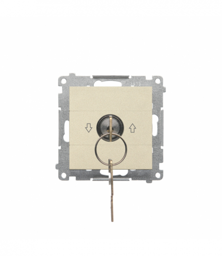 Łącznik na kluczyk roletowy jednobiegunowy moduł 3 pozycyjny "I-0-II" 2 styki NO, 5 A, 250 V Szampański mat Simon55 TWZK.01/144