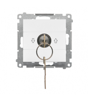 Łącznik na kluczyk roletowy chwilowy – przycisk moduł 3 pozycyjny "I-0-II" 2 styki NO, 5 A, 250 V Biały mat Simon55 TPZK.01/111