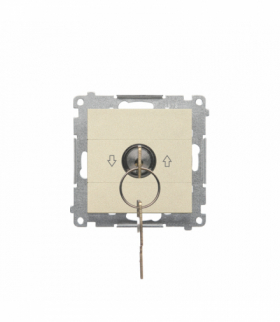 Łącznik na kluczyk roletowy chwilowy – przycisk moduł 3 pozycyjny "I-0-II" 2 styki NO, 5 A, 250 V Szampański mat Simon55 TPZK.01/144