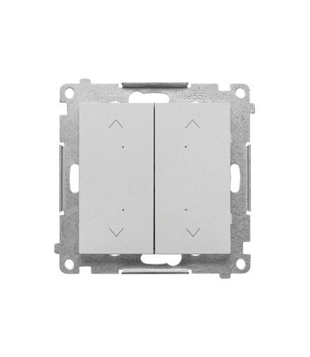 Łącznik przycisk roletowy podwójny, elektroniczny moduł Aluminium mat Simon55 TEZ2.01/143