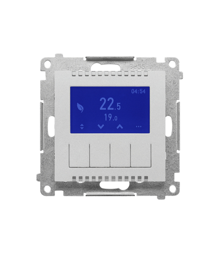Termostat programowalny z wyświetlaczem moduł Aluminium mat Simon55 TETD1A.01/143