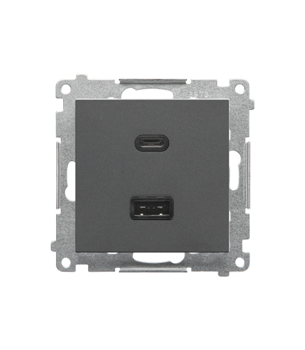 Ładowarka USB typ A+C moduł Grafitowy mat Simon55 TEC2CA.01/116