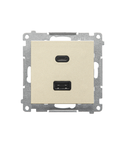 Ładowarka USB typ A+C moduł Szampański mat Simon55 TEC2CA.01/144