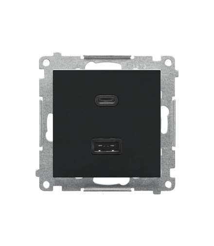 Ładowarka USB typ A+C moduł Czarny mat Simon55 TEC2CA.01/149