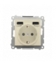 Gniazdo schuko ze zintegrowaną ładowarką 2xUSB A moduł Szampański mat Simon55 TGSZ1ZUSB2AA.01/144