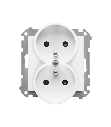 Gniazdo wtyczkowe podwójne z uziemieniem z przesłonami moduł 16 A, 250 V, szybkozłącza Biały mat Simon55 TGZ2MCZ.01/111