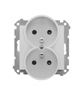 Gniazdo wtyczkowe podwójne z uziemieniem z przesłonami moduł 16 A, 250 V, szybkozłącza Aluminium mat Simon55 TGZ2MCZ.01/143